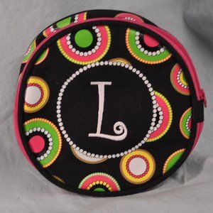 🐸 mainstreet collection "L" monogram multicolor makeup bag polka dot (89gw)